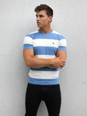 Blakely Alassio Stripe T-Shirt Blauw | QWPCK-9421