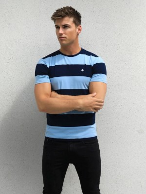 Blakely Alassio Stripe T-Shirt Donkerblauw | SIZJU-0869