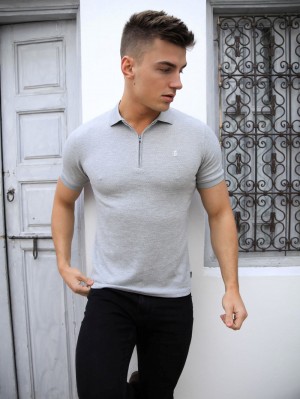 Blakely Amot Textured Polo Shirt Lichtgrijs | RBXMT-9850