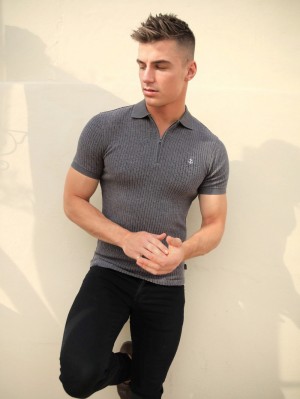 Blakely Anzi Textured Polo Charcoal | QBCNL-5810