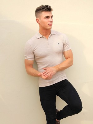 Blakely Anzi Textured Polo Sand | YRFZH-1259