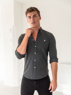 Blakely Arlo Soft Stretch Shirt Charcoal | VOUNT-2376