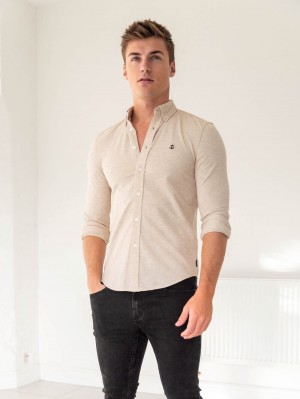 Blakely Arlo Soft Stretch Shirt Sand | KHOSL-1987