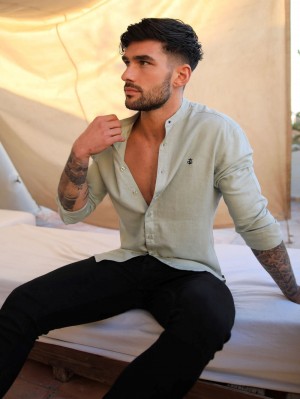 Blakely Berkane Linen Shirt Groen | LZFBR-0831
