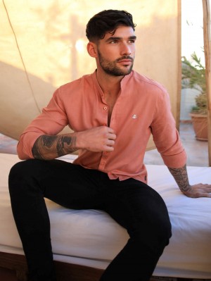 Blakely Berkane Linen Shirt Terracotta | SOUQH-5034