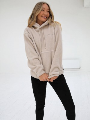 Blakely Borg Womens Oversized Hoodie Tan | IGVYM-7948
