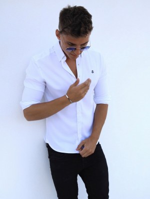 Blakely Caspian Fitted Stretch Shirt Wit | FJYSG-0258