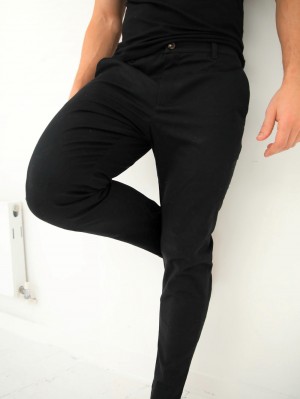 Blakely Cavill Slim Fit Tailored Chinos Zwart | VIJES-7839