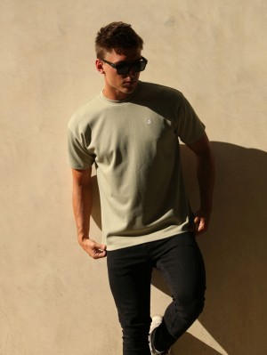 Blakely Ceuta Textured Oversized T-Shirt Groen | UXCJH-4305