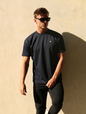 Blakely Ceuta Textured Oversized T-Shirt Donkerblauw | QGLDU-8902