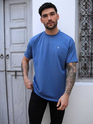 Blakely Ceuta Textured Oversized T-Shirt Blauw | NUFWP-1456