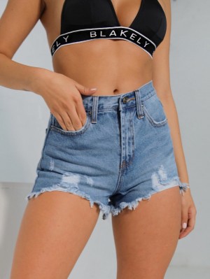 Blakely Emery Denim Shorts Blauw | OEILN-8904