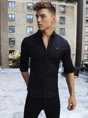 Blakely Farringdon Fitted Stretch Shirt Zwart | EMZJW-5748