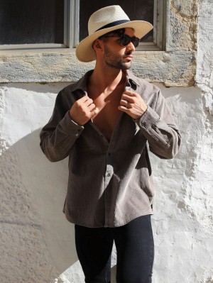 Blakely Halkirk Oversized Cord Shirt Bruin | TPHKM-8456