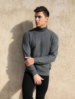 Blakely Hemsworth Roll Neck Jumper Charcoal | EJIGH-9682