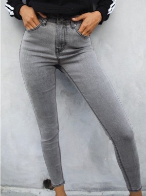 Blakely High Waisted Mager Jeans Grijs | MRSFO-1345
