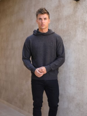 Blakely Huxley Gebreid Hoodie Charcoal | IKTRD-8326