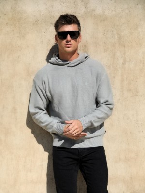 Blakely Huxley Gebreid Hoodie Pale Concrete | ZJDKN-7532