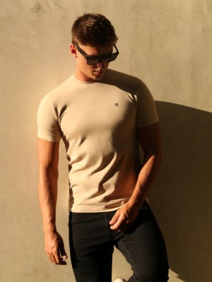 Blakely Initial T-Shirt Tan | PDMTF-6748