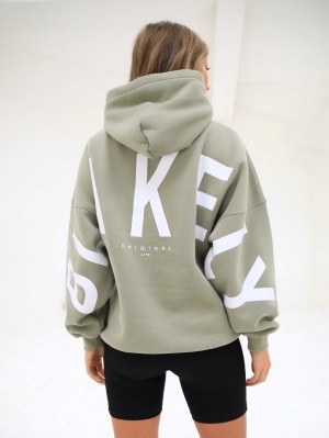 Blakely Isabel Oversized Hoodie Olijfgroen | FEUAJ-9064