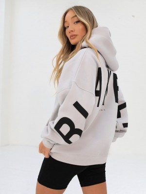 Blakely Isabel Oversized Hoodie Stone | OMHZL-0832