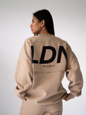 Blakely LDN Womens Oversized Jumper Tan | EWIRB-2807
