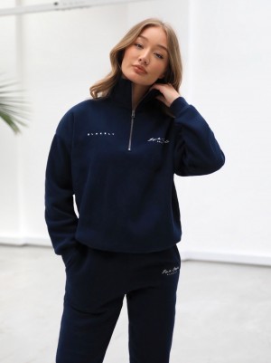 Blakely Life & Stijl 1/4 Zip Jumper Donkerblauw Blauw | XGZDC-6045