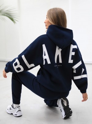 Blakely Life & Stijl Isabel Oversized Hoodie Donkerblauw Blauw | FXPGM-5293