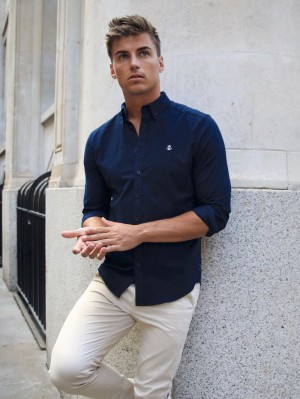 Blakely Lisbon Shirt Donkerblauw | KVEBR-1296