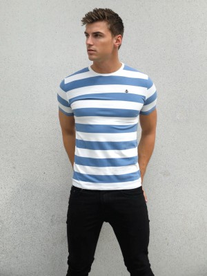 Blakely Loano Stripe T-Shirt Blauw | IHPCN-2791