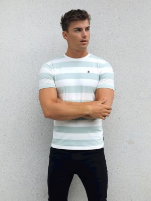 Blakely Loano Stripe T-Shirt Sage | XGBDU-1579
