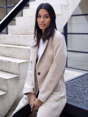 Blakely Mabel Tailored Longline Coat Chalk | RYUXK-6735