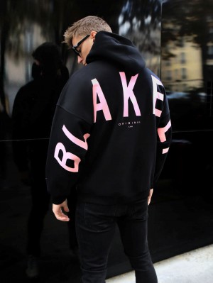 Blakely Members Idris Oversized Hoodie Zwart Roze | IEDTL-9320