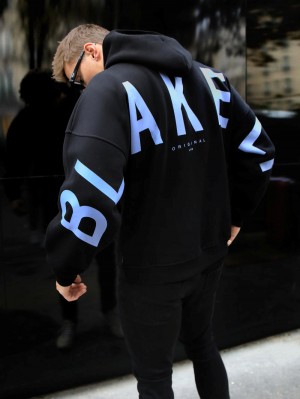 Blakely Members Idris Oversized Hoodie Zwart Blauw | OKJYR-4325