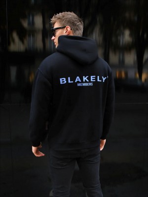 Blakely Members Relaxed Hoodie Zwart Blauw | MKOTZ-3452