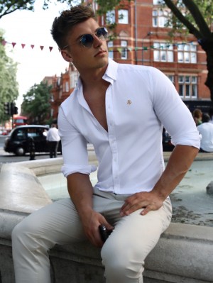 Blakely Monaco Fitted Stretch Shirt Wit | MVYIA-0352