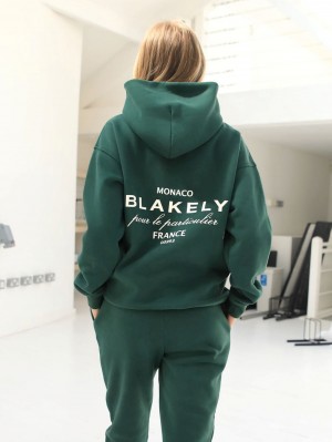 Blakely Monaco Women's Relaxed Hoodie Donkergroen | EYCXJ-0185