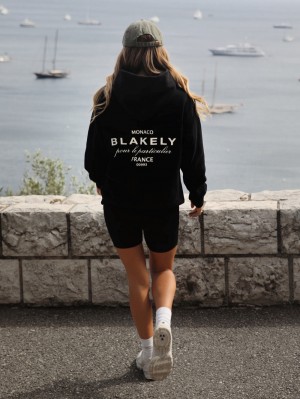 Blakely Monaco Women's Relaxed Hoodie Zwart | PEAHK-1709