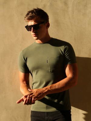 Blakely Pocket T-Shirt Khaki | VKLPC-1635