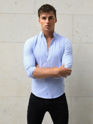 Blakely Portofino Pinstripe Shirt Blauw | WKBPA-4985