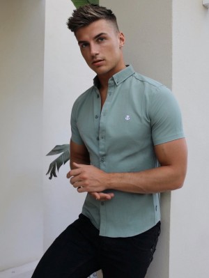 Blakely Pretoria Kort Sleeve Shirt Groen | NEKGO-1460