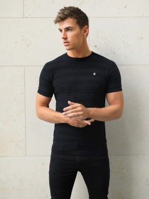 Blakely Raphello Stripe T-Shirt Zwart | WAGSN-8053