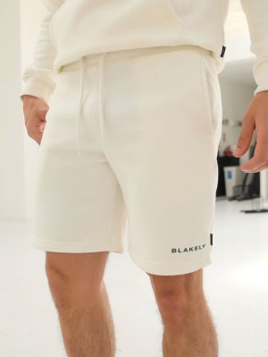 Blakely Riviera Initial Jogger Shorts Ivory | VJSIW-4560