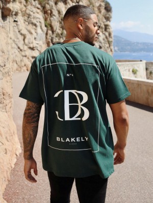 Blakely Riviera Initial Relaxed T-Shirt Donkergroen | ZYABL-1752