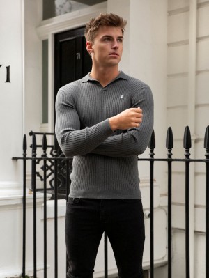 Blakely Salisbury Geribbeld Polo Charcoal | IMCJB-4215