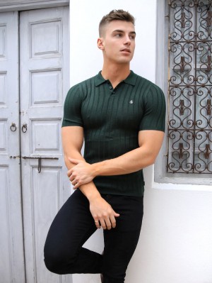 Blakely Sidi Textured Stripe Polo Groen | HKGRV-1752