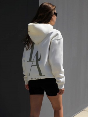 Blakely Studio Relaxed Hoodie Ivory | IDCXW-4320