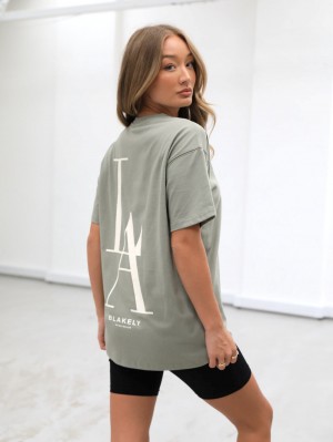 Blakely Studio Relaxed T-Shirt Olijfgroen | NTQHC-2037