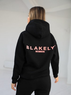 Blakely Women's Members Relaxed Hoodie Zwart Roze | FIXQH-9703