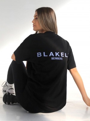 Blakely Womens Members Relaxed T-Shirt Zwart Blauw | QACPU-4901